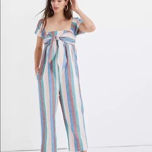 Madewell Cap-Sleeve Tie Jumpsuit Flagstaff Stripe